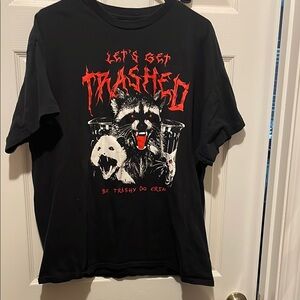 Black Graphic T-Shirt with Red Print